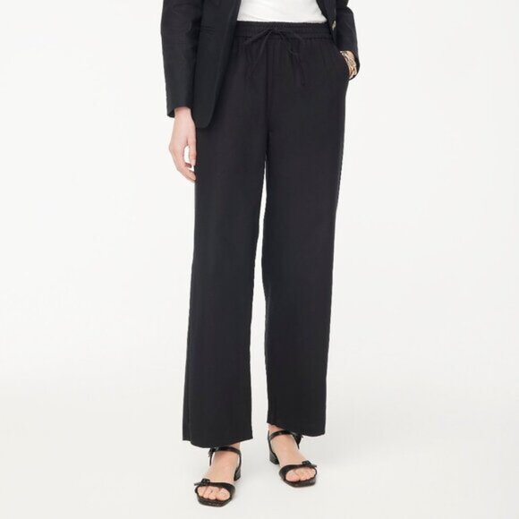 NWT J.Crew Linen-blend Slim Wide-leg Drawstring Pant - Picture 1 of 8